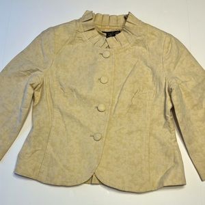 Willi Smith Women’s Yellow Floral Print Cotton 3/4 Sleeve Cropped Blazer 8